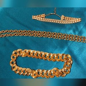 Vintage lot 3 Necklaces gold tone one signed Monet